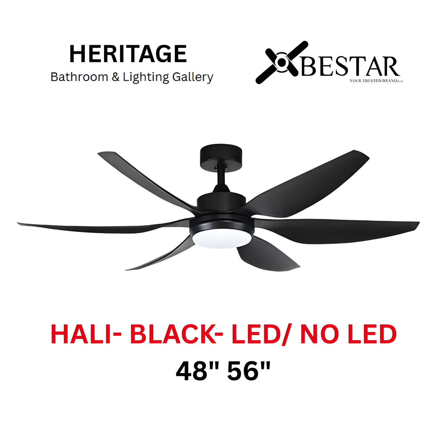 Bestar Hali 56″/ 48" Ceiling Fan With 24W LED RGB (BLACK)