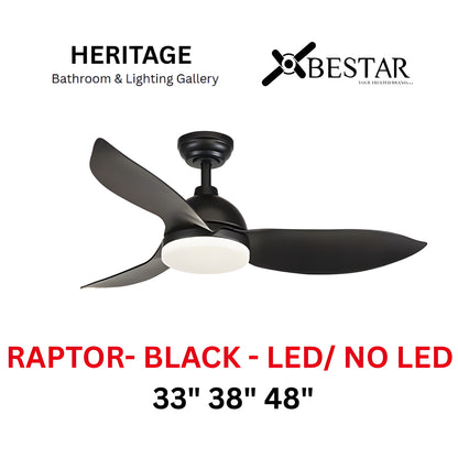 Bestar Raptor 33"/38"/48" Ceiling Fan (MATT BLACK)