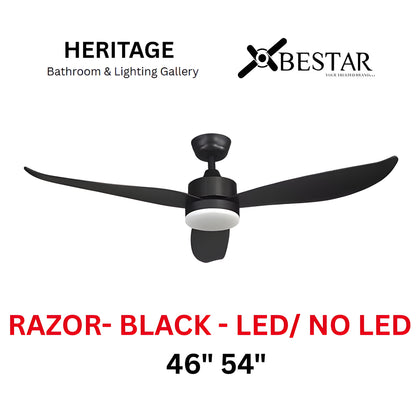 Bestar Razor 46"/54" Ceiling Fan (MATT BLACK)