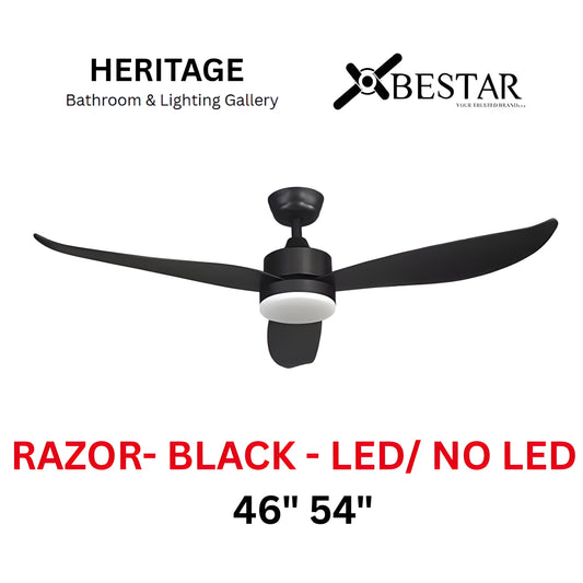 Bestar Razor 46"/54" Ceiling Fan (MATT BLACK)