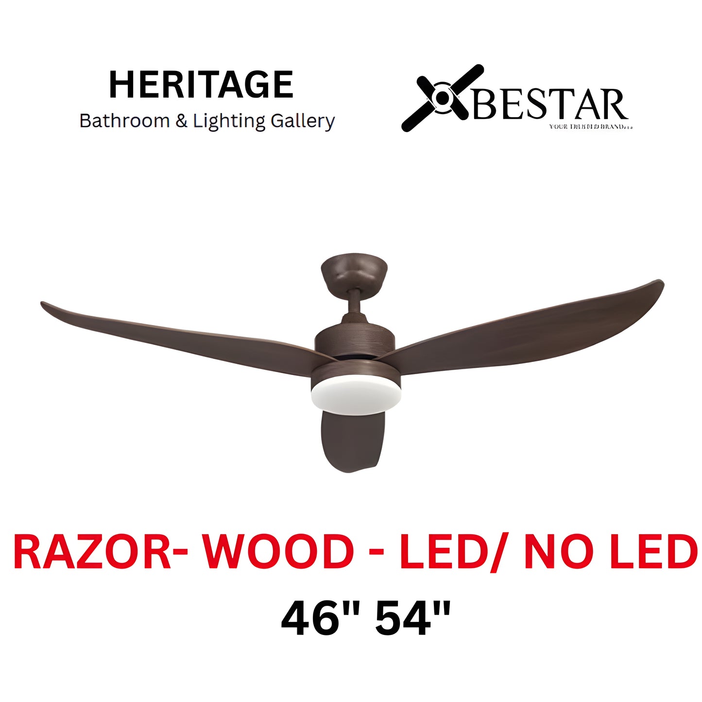 Bestar Razor 46"/54" Ceiling Fan (WOOD)