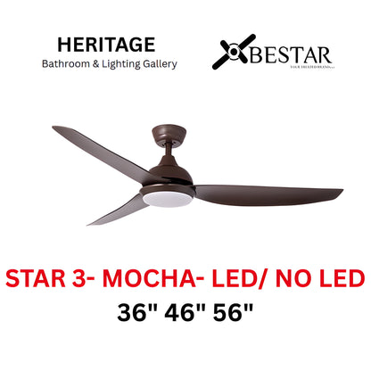 Bestar Star-3 36"/46"/56" Ceiling Fan (MOCHA)