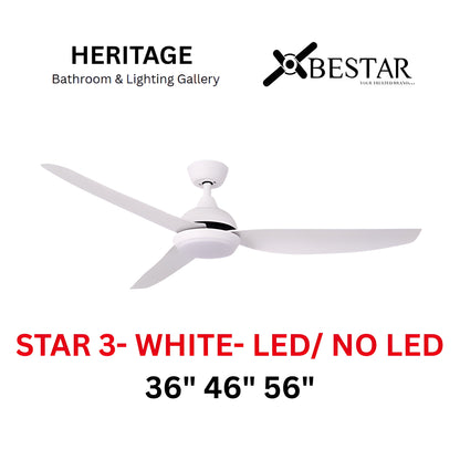 Bestar Star-3 36"/46"/56" Ceiling Fan (MATT WHITE)