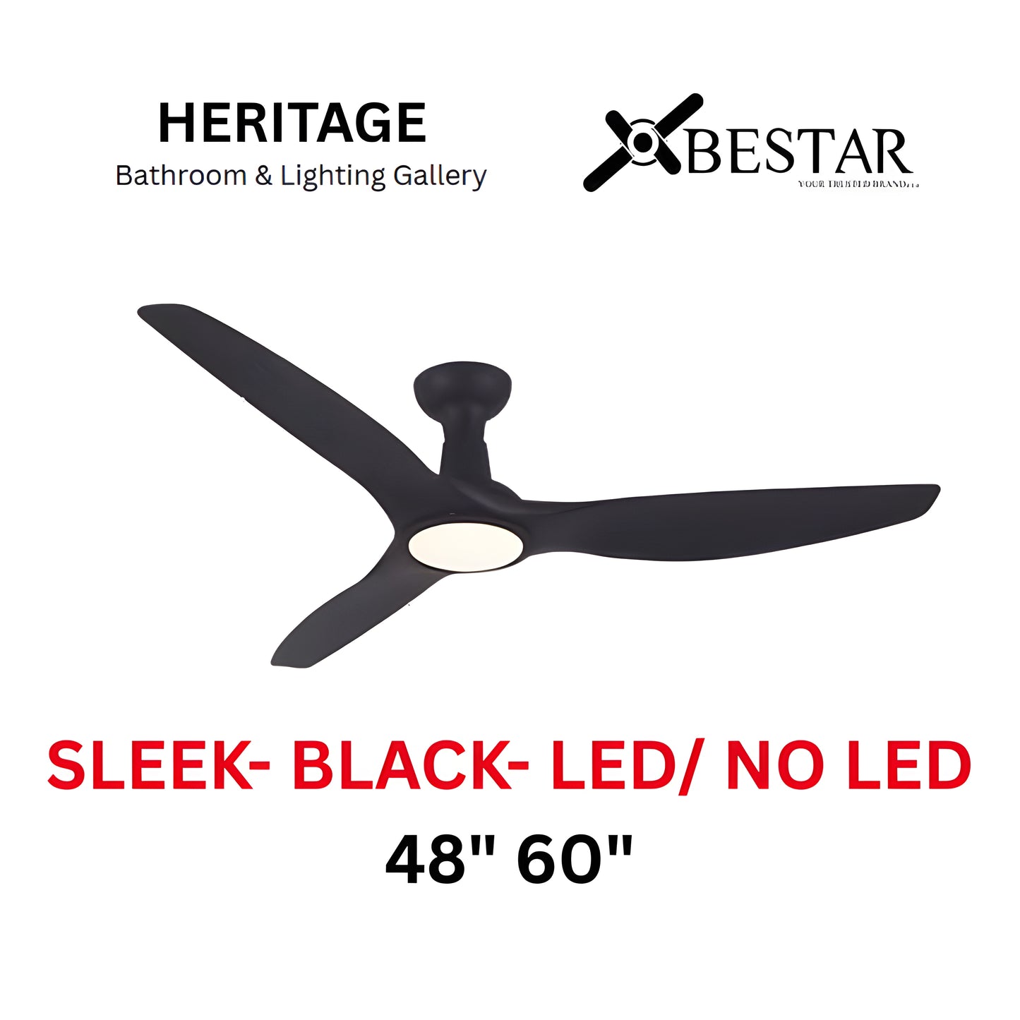 Bestar Sleek 48"/60" Ceiling Fan (FROSTED BLACK)