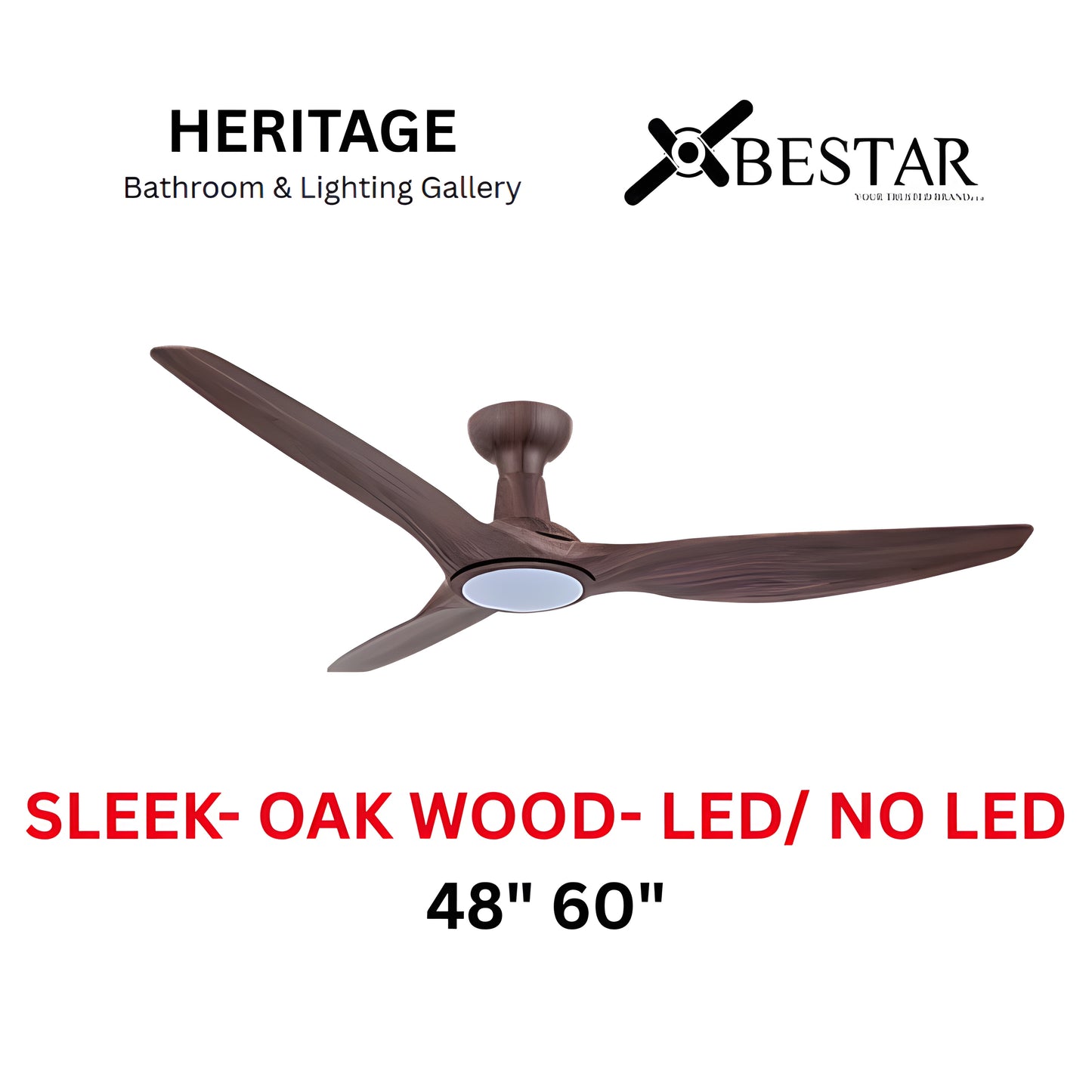 Bestar Sleek 48"/60" Ceiling Fan (OAK WOOD)
