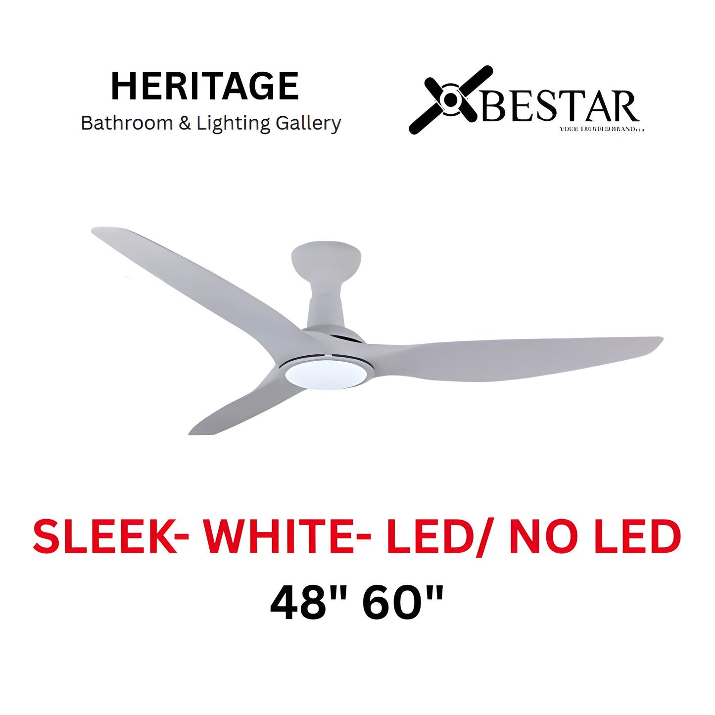 Bestar Sleek 48"/60" Ceiling Fan (FROSTED WHITE)
