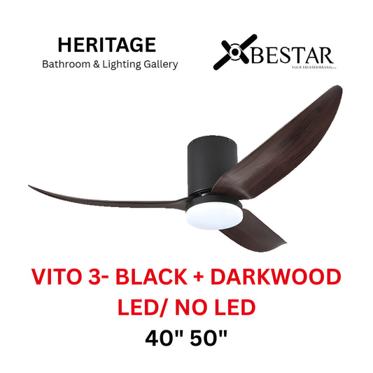 Bestar Hali 50″/ 40" Ceiling Fan (BLACK DARK WOOD)