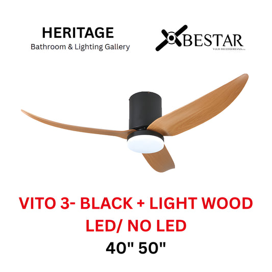 Bestar Hali 50″/ 40" Ceiling Fan (BLACK LIGHT WOOD)