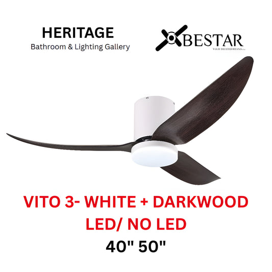 Bestar Hali 50″/ 40" Ceiling Fan (WHITE DARK WOOD)