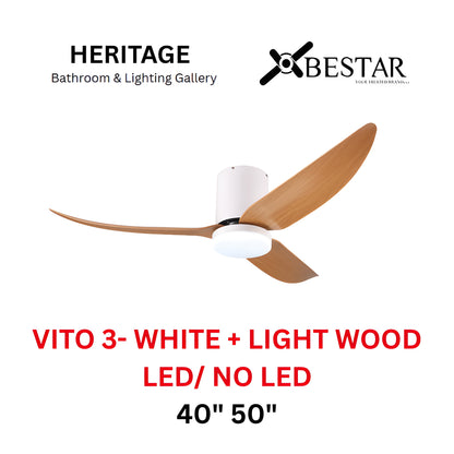 Bestar Hali 50″/ 40" Ceiling Fan (WHITE LIGHT WOOD)