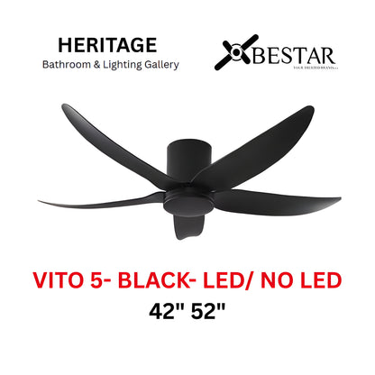 Bestar Hali 52″/ 42" Ceiling Fan (BLACK)