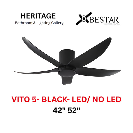 Bestar Hali 52″/ 42" Ceiling Fan (BLACK)