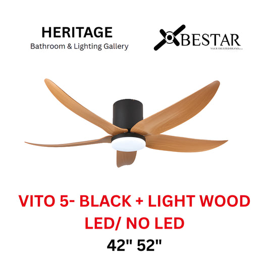 Bestar Hali 52″/ 42" Ceiling Fan (BLACK LIGHT WOOD)