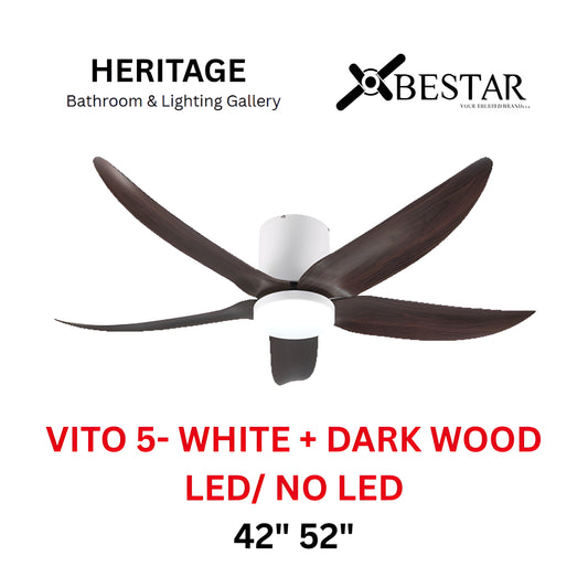 Bestar Hali 52″/ 42" Ceiling Fan (WHITE DARK WOOD)