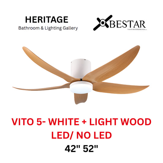 Bestar Hali 52″/ 42" Ceiling Fan (WHITE LIGHT WOOD)