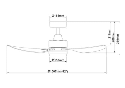 Samaire 3 Blade White No Light Ceiling Fan