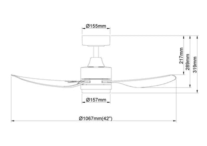 Samaire 3 Blade White Parquet (WPAR) No Light Ceiling Fan