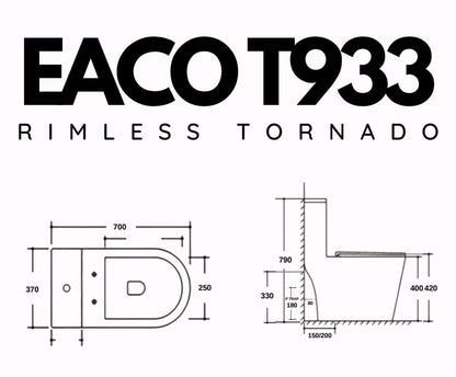 EACO T933 One-Piece Toilet Bowl (Tornado Flush)