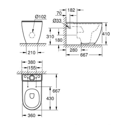 Grohe 3957200H Two-Piece Toilet Bowl (Rimless Flush)