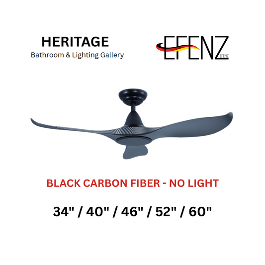 EFENZ Black Carbon Fiber No Light Downrod Design Limited Edition Series Ceiling Fan