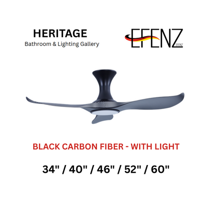 EFENZ Black Carbon Fiber With Light Hugger Design Limited Edition Series Ceiling Fan