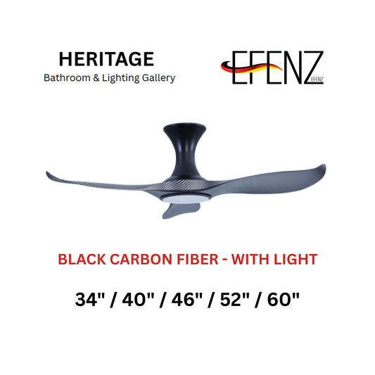 EFENZ Black Carbon Fiber With Light Hugger Design Limited Edition Series Ceiling Fan