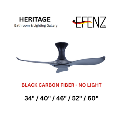 EFENZ Black Carbon Fiber No Light Hugger Design Limited Edition Series Ceiling Fan