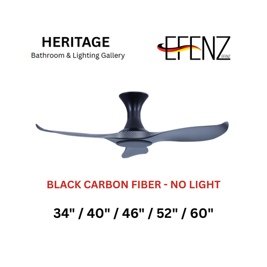 EFENZ Black Carbon Fiber No Light Hugger Design Limited Edition Series Ceiling Fan