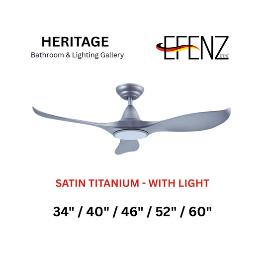 EFENZ Satin Titanium With Light Downrod Design Limited Edition Series Ceiling Fan
