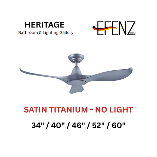EFENZ Satin Titanium No Light Downrod Design Limited Edition Series Ceiling Fan