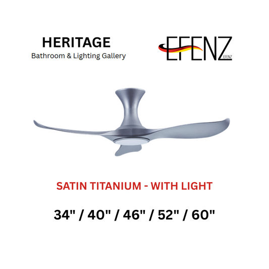 EFENZ Satin Titanium With Light Hugger Design Limited Edition Series Ceiling Fan