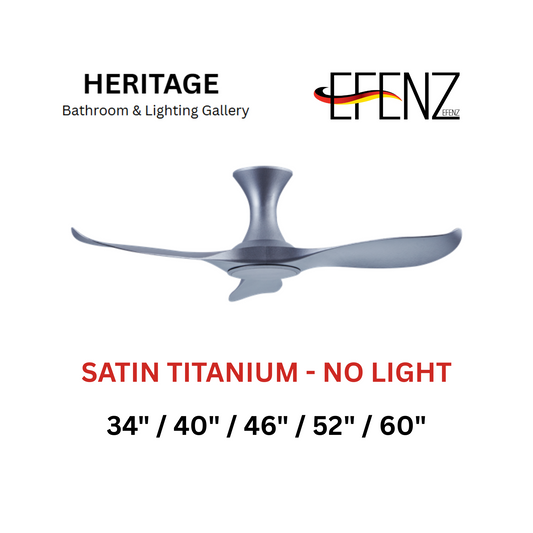 EFENZ Satin Titanium No Light Hugger Design Limited Edition Series Ceiling Fan