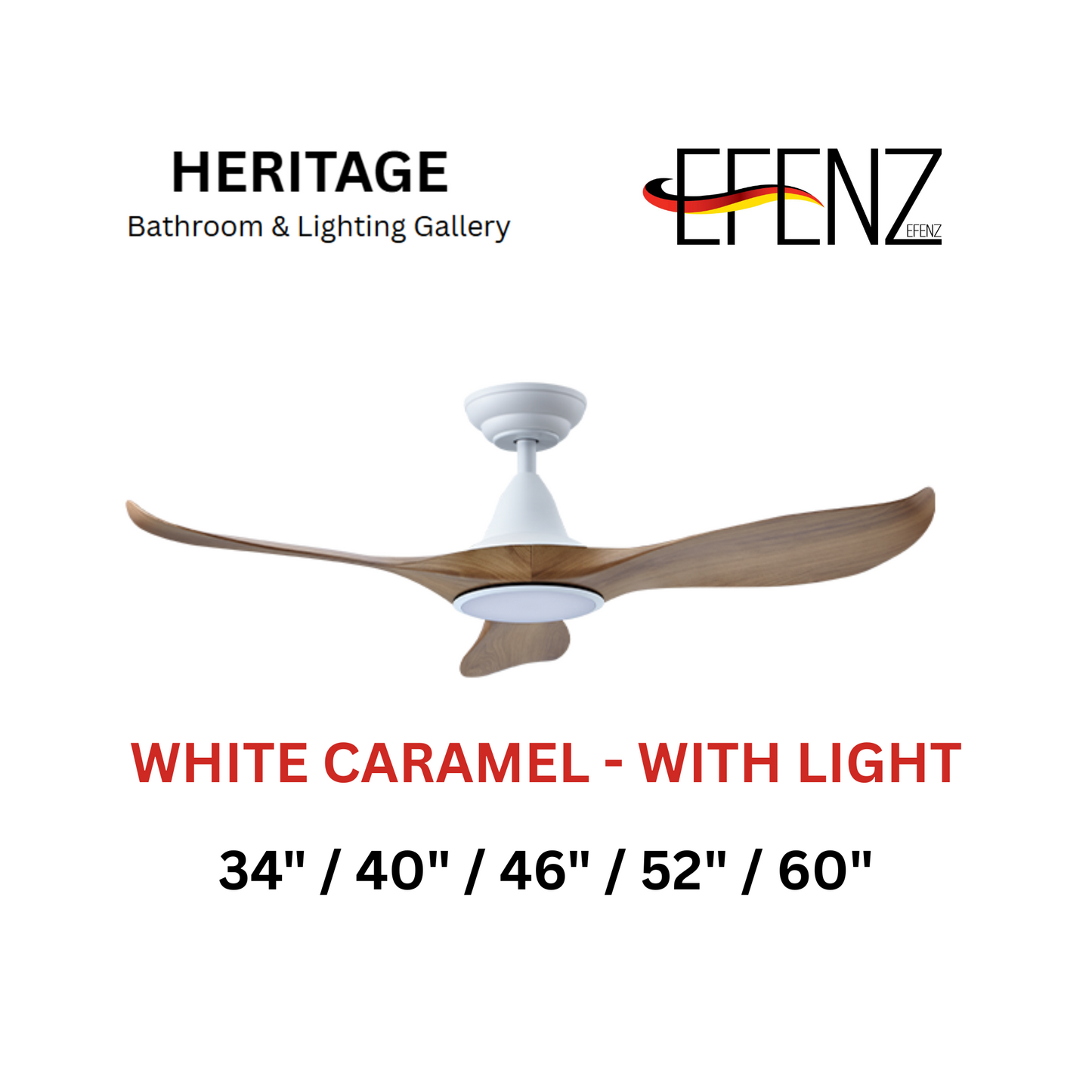 EFENZ White Caramel With Light Downrod Design Ceiling Fan