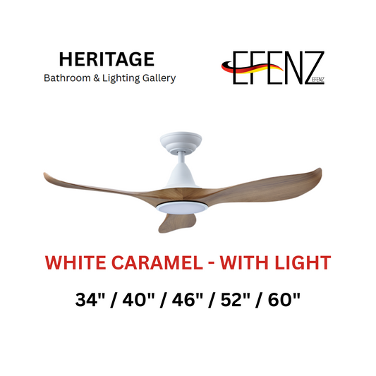EFENZ White Caramel With Light Downrod Design Ceiling Fan