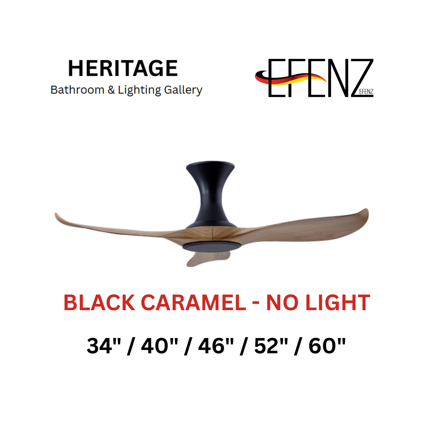 EFENZ Black Caramel No Light Hugger Design Ceiling Fan