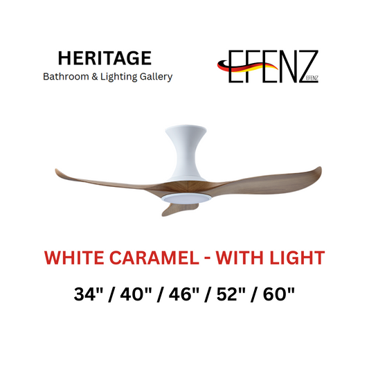 EFENZ White Caramel With Light Hugger Design Ceiling Fan