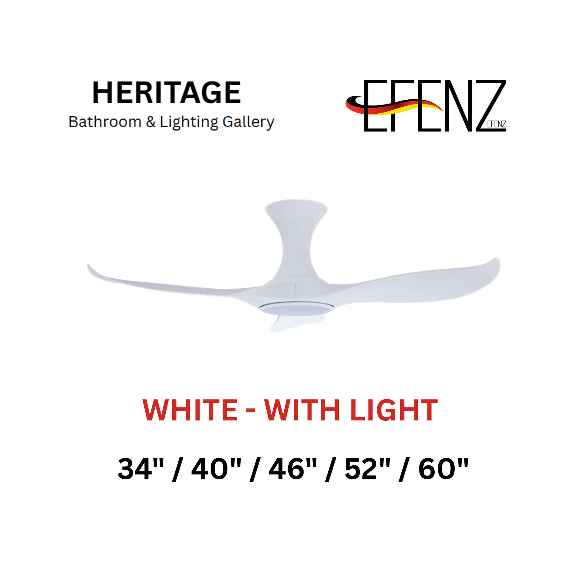 J.♡ EFENZ White With Light Hugger Design Ceiling Fan – Heritage