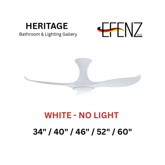 EFENZ White No Light Hugger Design Ceiling Fan