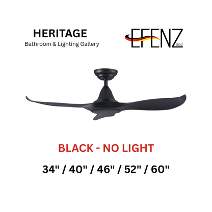 EFENZ Black No Light Downrod Design Ceiling Fan