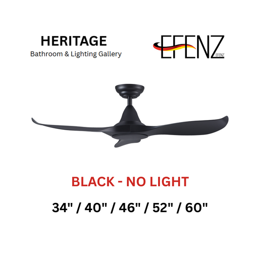 EFENZ Black No Light Downrod Design Ceiling Fan