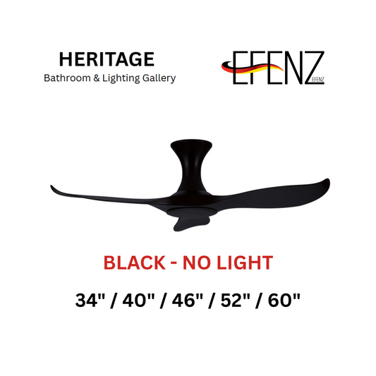 EFENZ Black No Light Hugger Design Ceiling Fan