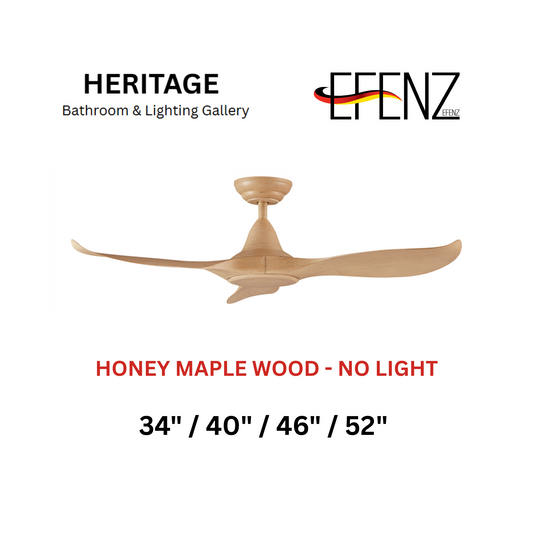 EFENZ Honey Maple Wood No Light Downrod Design Ceiling Fan