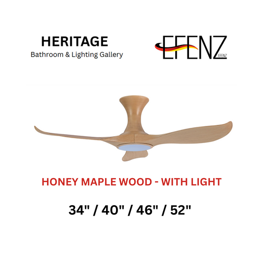 EFENZ Honey Maple Wood With Light Hugger Design Ceiling Fan