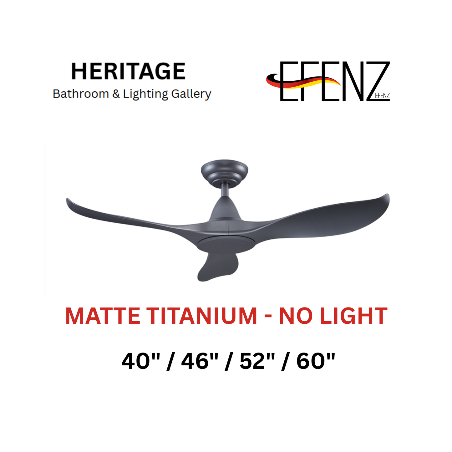 EFENZ Matte Titanium No Light Downrod Design Ceiling Fan