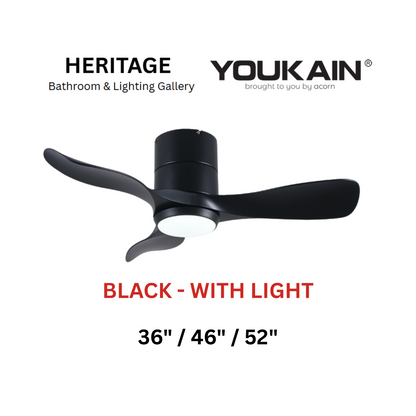 Youkain YJ-668H Black With Light Ceiling Fan