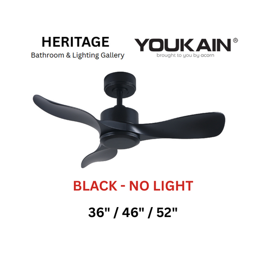Youkain YJ-668 Black No Light Ceiling Fan