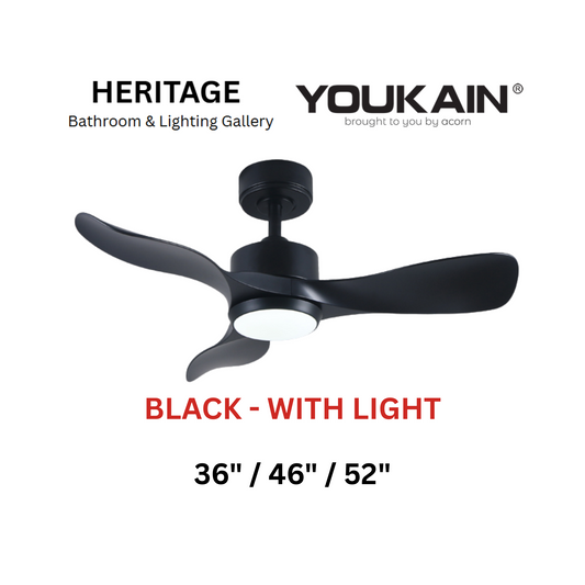 Youkain YJ-668 Black With Light Ceiling Fan
