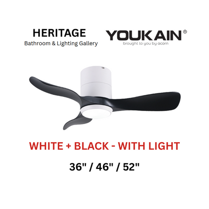 Youkain YJ-668H White + Black With Light Ceiling Fan