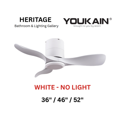 Youkain YJ-668H White No Light Ceiling Fan