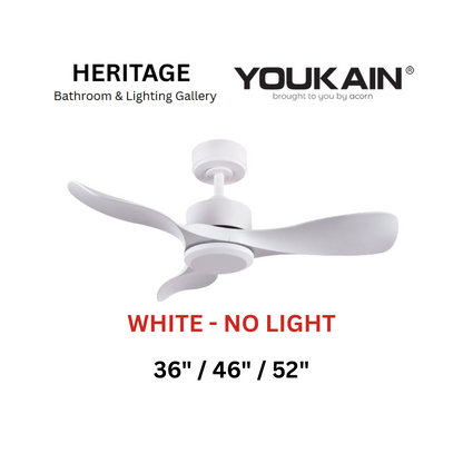 Youkain YJ-668 White No Light Ceiling Fan